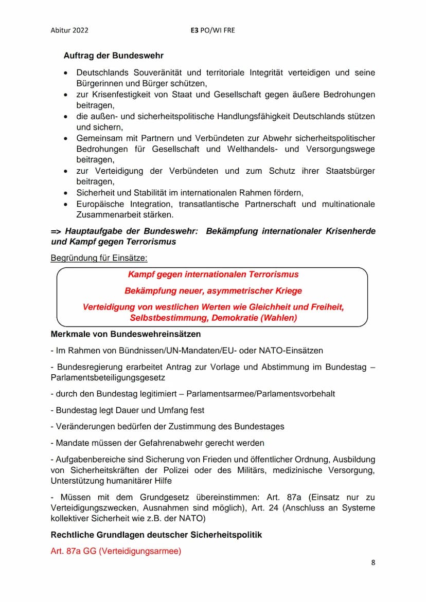 Abitur 2022
E3 PO/WI FRE
3. Kurshalbjahr: Friedensicherung als nationale und internationale
Herausforderung - Rolle der Bundeswehr
Definitio
