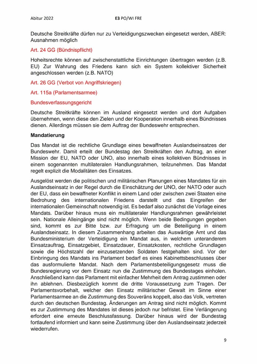 Abitur 2022
E3 PO/WI FRE
3. Kurshalbjahr: Friedensicherung als nationale und internationale
Herausforderung - Rolle der Bundeswehr
Definitio