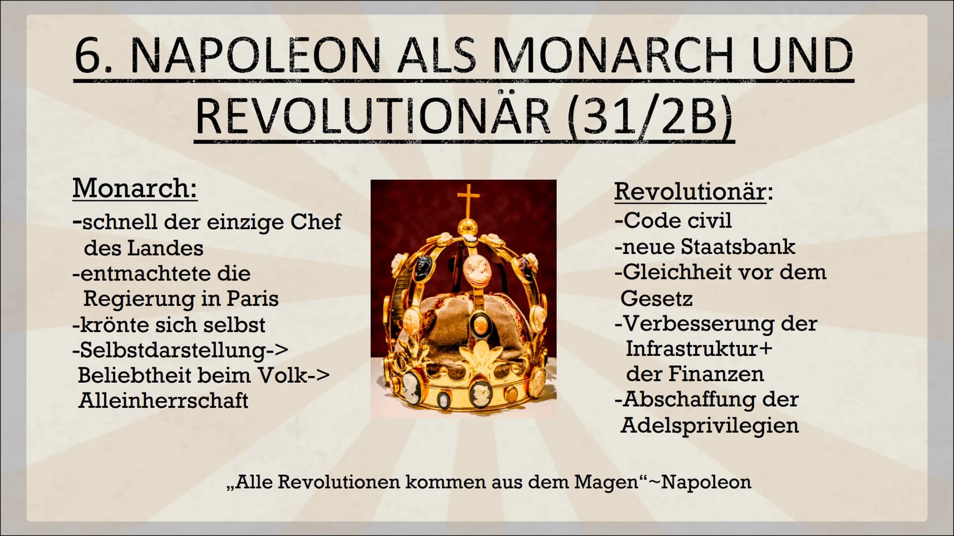 NAPOLEON
BONAPARTE
von Rebecca Karl INHALTSVERZEICHNIS
1. Steckbrief
1.2. Absturz, Niederlage und Tod
2. Bedeutende Jahre
3.
Feldzüge
4. Sei
