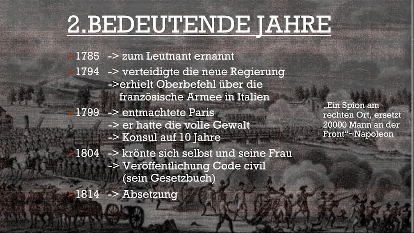 NAPOLEON
BONAPARTE
von Rebecca Karl INHALTSVERZEICHNIS
1. Steckbrief
1.2. Absturz, Niederlage und Tod
2. Bedeutende Jahre
3.
Feldzüge
4. Sei
