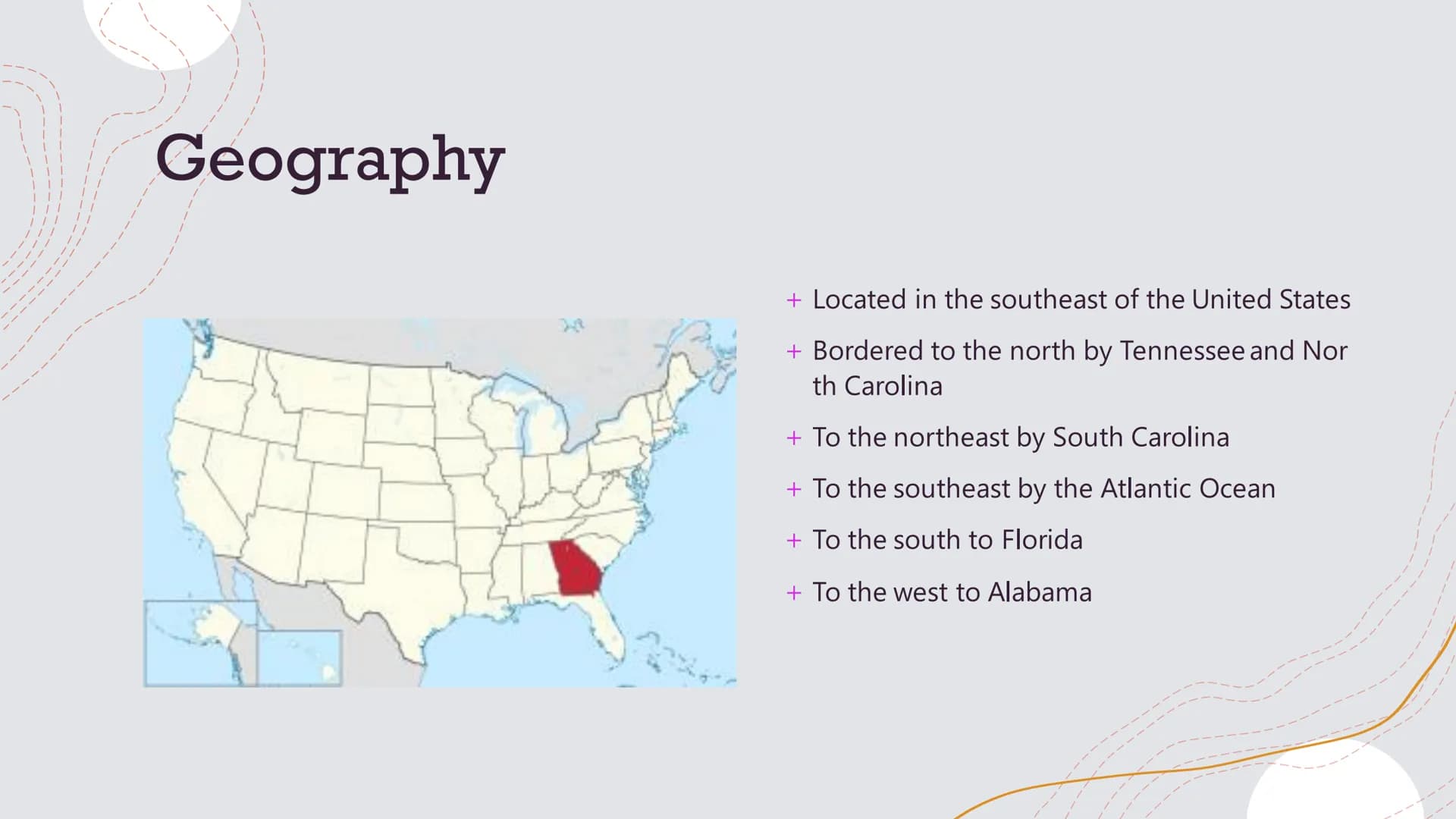 Georgia
State of the United States of America Content
+General information
+Geography
+Capitol
+Highlights
+Sources General information
+Geo