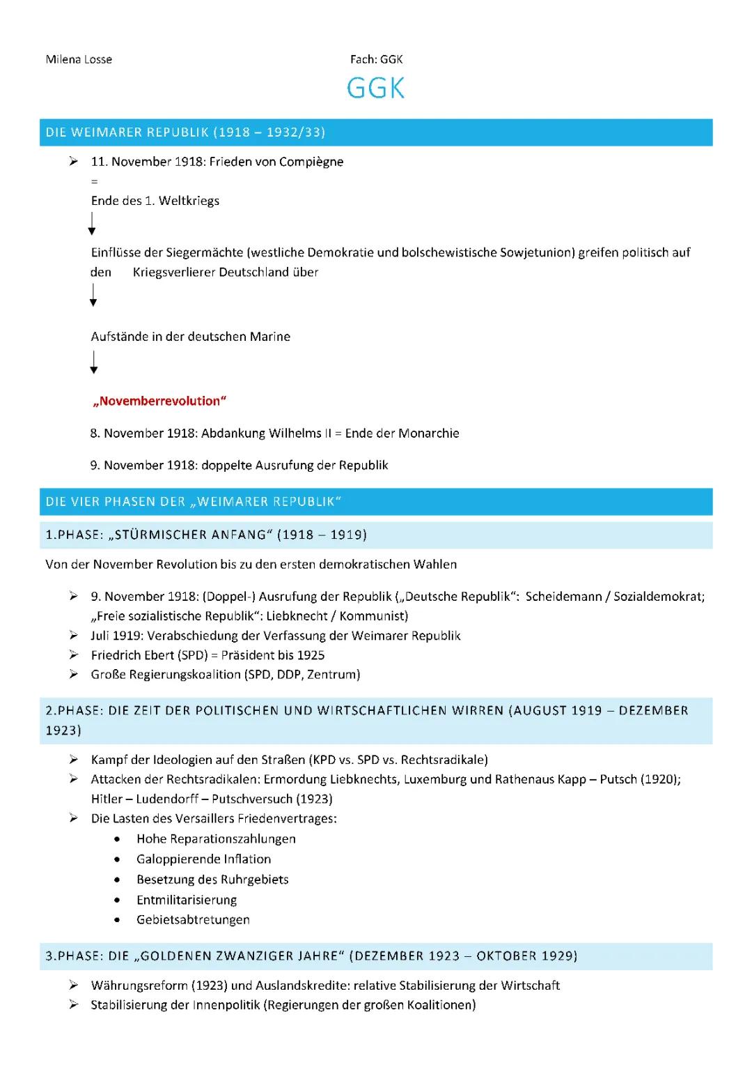 Die Machtergreifung Hitlers und die Weimarer Republik