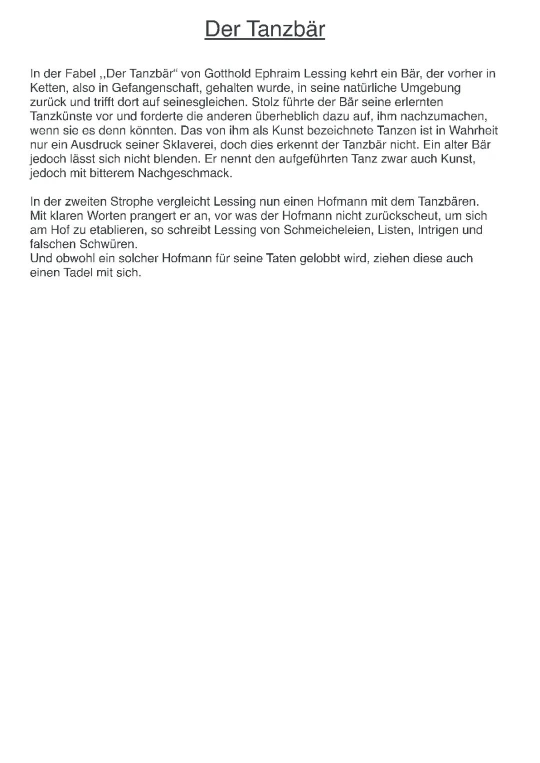 Der Tanzbär (Lessing)