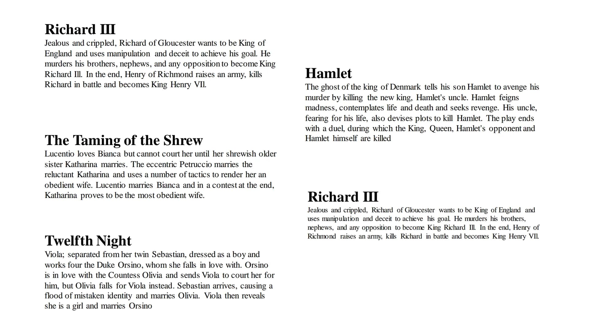 William Shakespeare William Shakespeare
Facts about William Shakespeare:
regarded as one of the greatest playwrights in history and his work