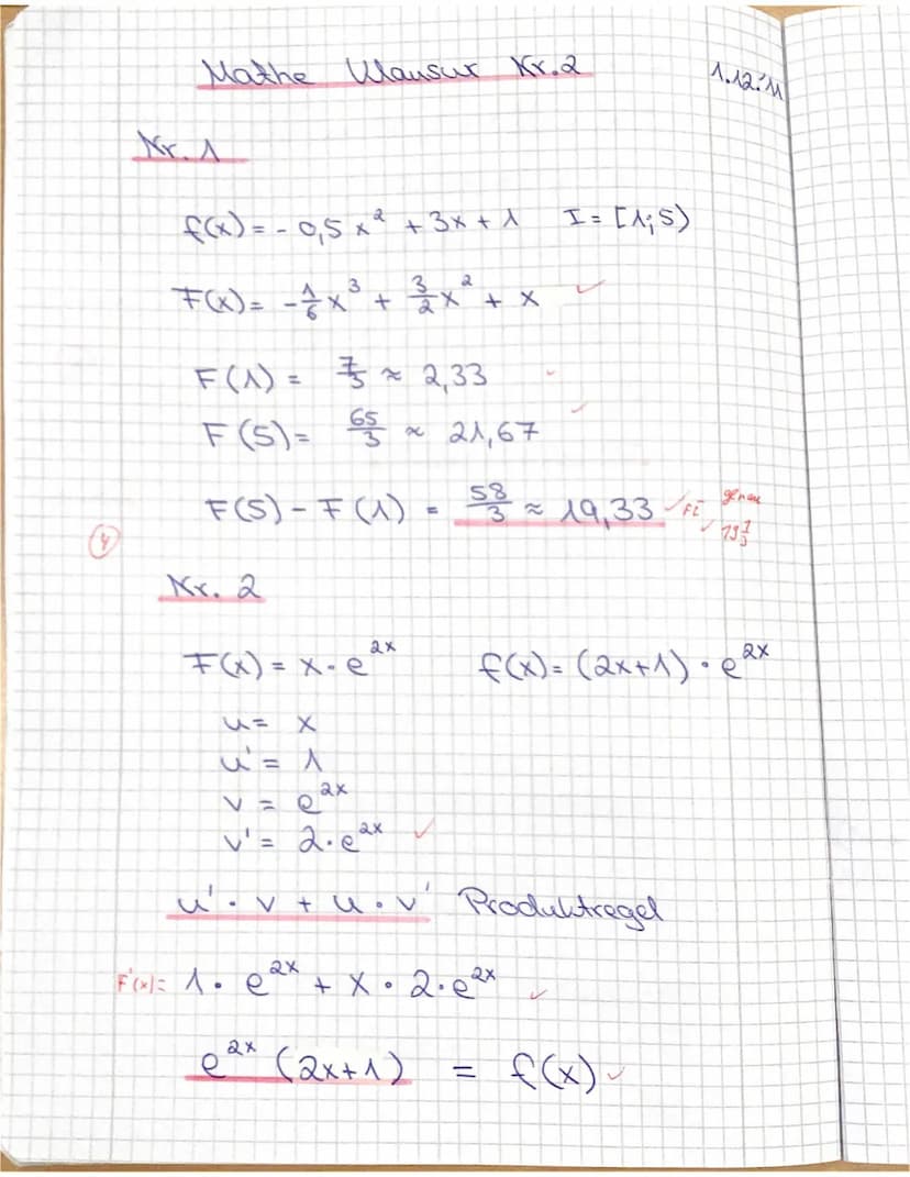 Jahrgang 12 (Q1)
A
Hinweis: Die Lösungswege müssen deutlich nachvollziehbar sein
Grundkurs Mathematik
Nr.1 Berechne den Inhalt der Fläche, d