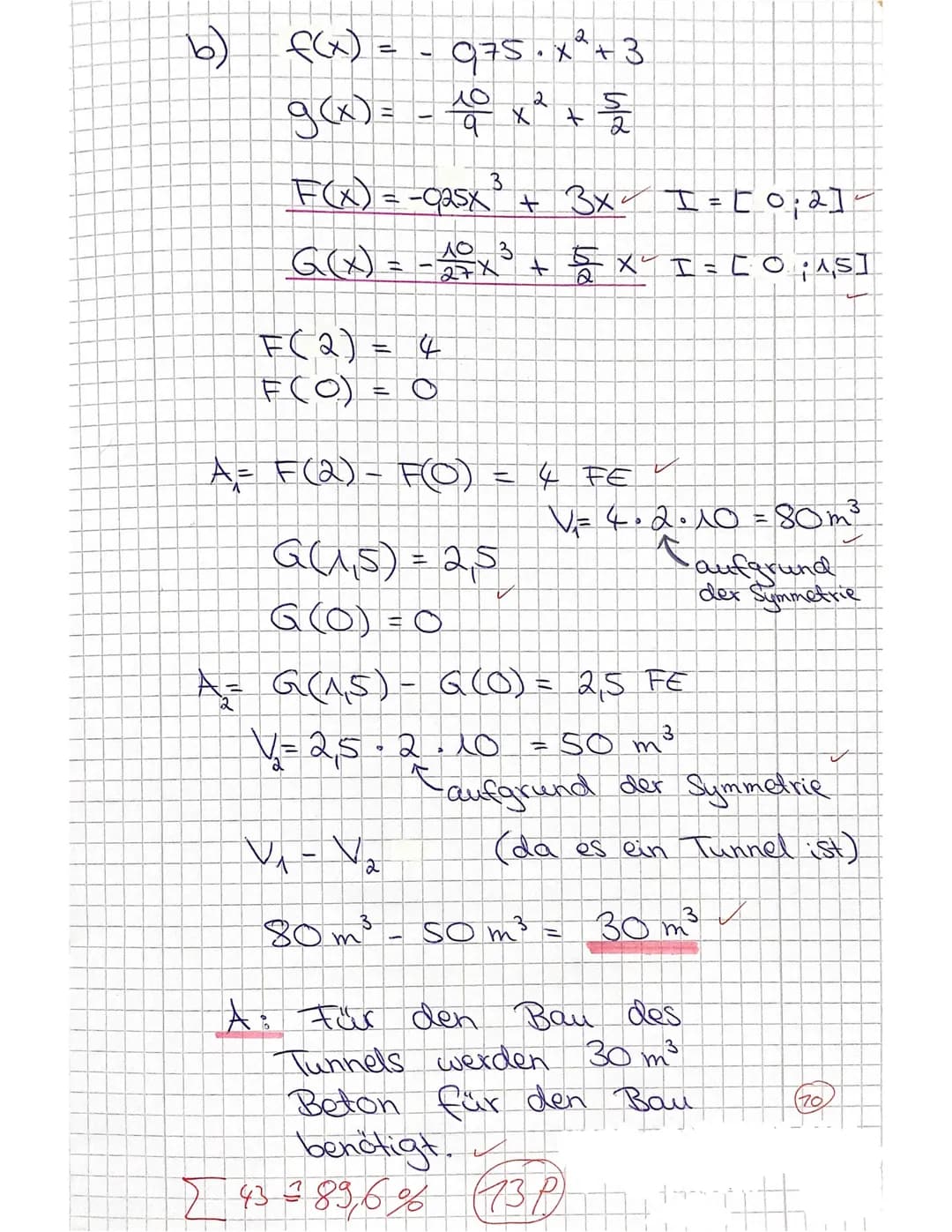 Jahrgang 12 (Q1)
A
Hinweis: Die Lösungswege müssen deutlich nachvollziehbar sein
Grundkurs Mathematik
Nr.1 Berechne den Inhalt der Fläche, d