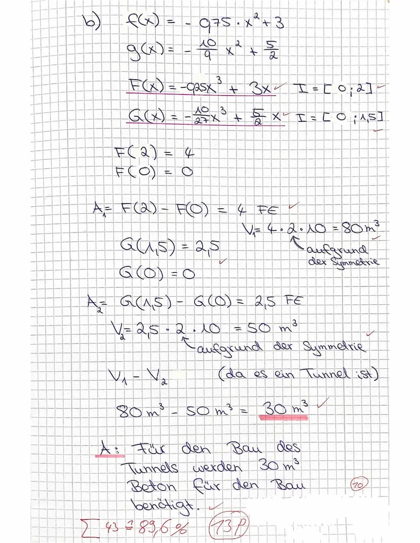 Jahrgang 12 (Q1)
A
Hinweis: Die Lösungswege müssen deutlich nachvollziehbar sein
Grundkurs Mathematik
Nr.1 Berechne den Inhalt der Fläche, d
