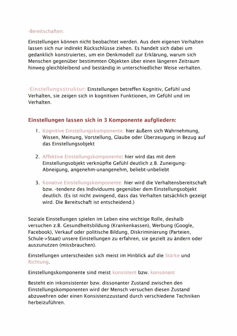 Soziale Einstellung und Einstellungsänderung
Einstellungsobjekt
Jede Einstellung richtet sich auf ein Einstellungsobjekt, welches der
Gegens