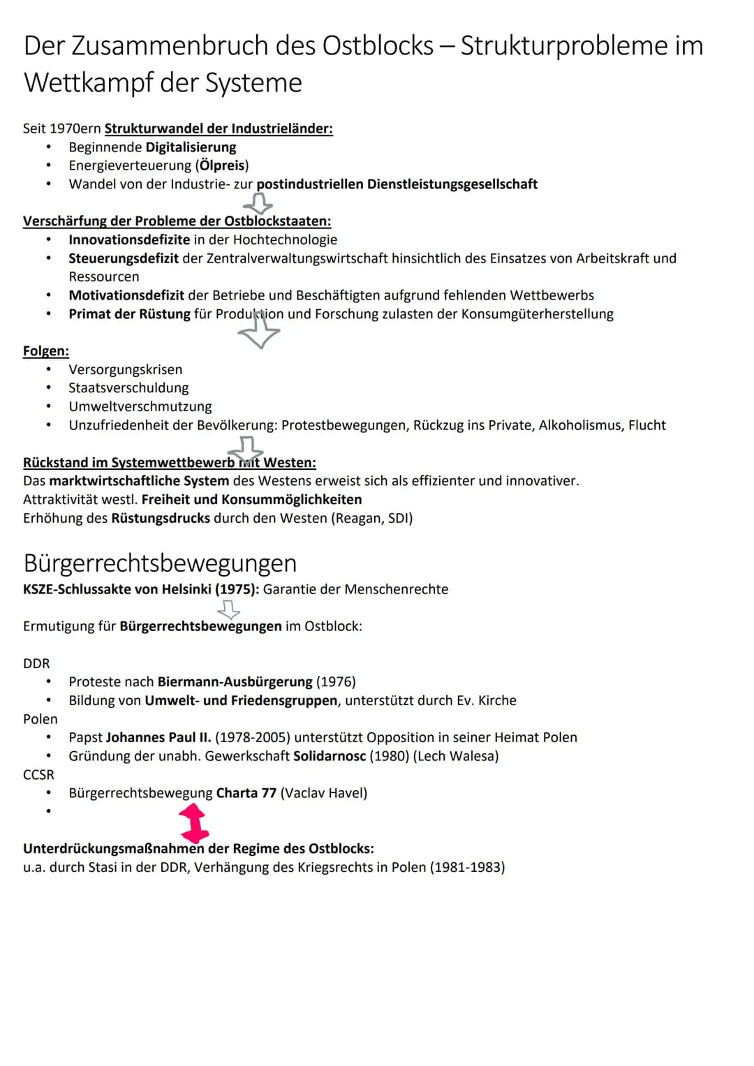 Der Zusammenbruch des Ostblocks - Strukturprobleme im
Wettkampf der Systeme
Seit 1970ern Strukturwandel der Industrieländer:
Beginnende Digi