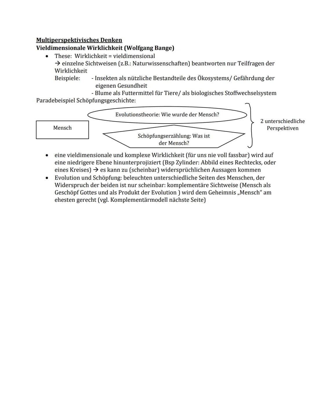 Multiperspektivisches Denken
Vieldimensionale Wirklichkeit (Wolfgang Bange)
● These: Wirklichkeit = vieldimensional
→ einzelne Sichtweisen (