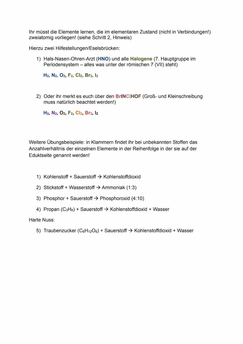 Verhältnisformel und Reaktionsgleichungen
Verhältnisformel: Eine Verbindung besteht aus verschiedenen Elementen
(Atomsorten). Das Anzahlverh