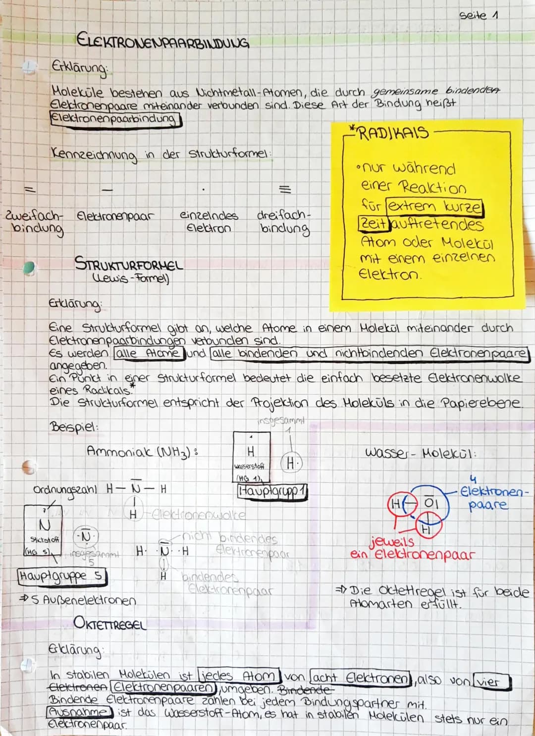 ●
• Elektronenpaarbindung
• Strukturformel (Lewis-Formel)
O
CHEMIE KLASSENARBEIT
Zusammenfassung
O
• Elektronen paarabstoßungsmodell
(EPA-Mo