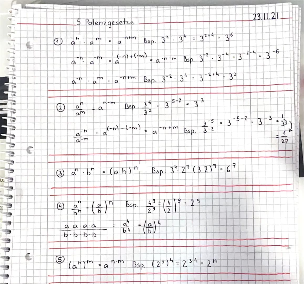 Ch
e
Q
5
h
to
5 Potenzgesetze
a
6
6
·h
-n
a
am
h
a
a-m
a
a
ab
m
-m
(an)m
3
a
= a
a·a·a·a
b·b·b·b
= a
=
=
-n-m
=
= a
a
a
(-n) + (-m)
= a
n+m
