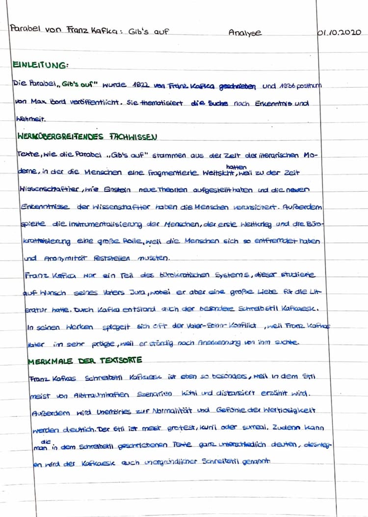 Know Franz Kafkas Parabel „Gibs auf“ Analyse thumbnail