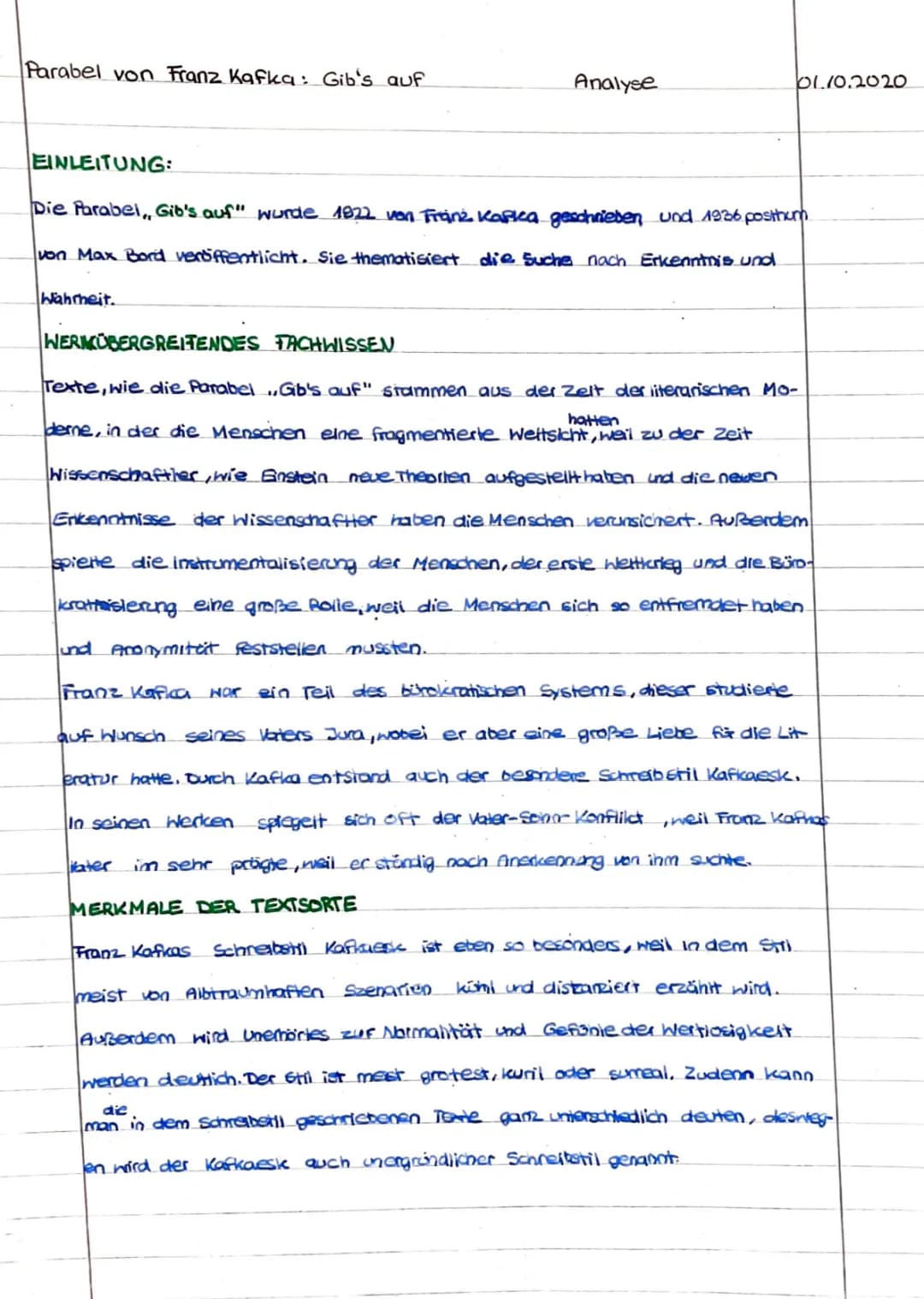 Franz Kafkas Parabel „Gibs auf“ Analyse