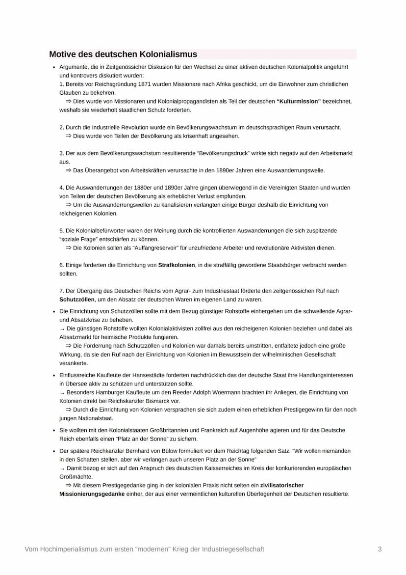 Vom Hochimperialismus zum ersten
"modernen" Krieg der Industriegesellschaft
Der europäische Hochimperialismus von 1880 bis 1914
Vom Kolonial