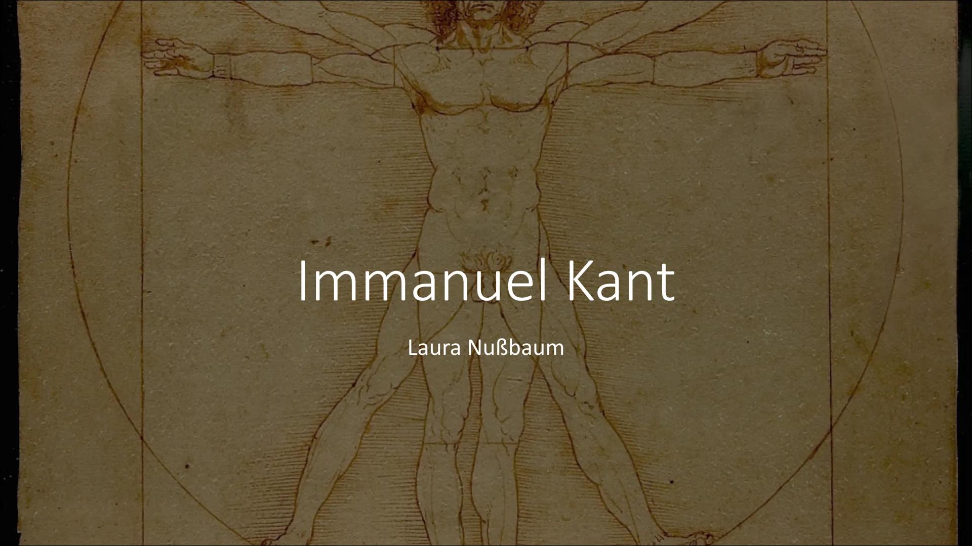 # Immanuel Kant

Laura Nußbaum Gliederung

• Allgemeines
• Biografie
• Werke
• Kategorischer Imperativ
• Seine Aufklärung
• Kants Vorstellun