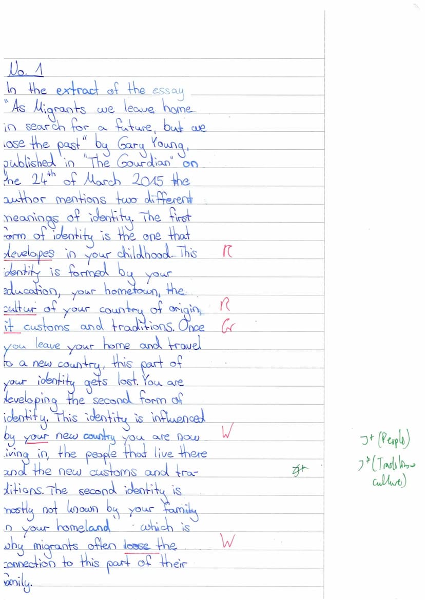 Name: Patrizia Valk
Material:
English exam no. 1 (course EN12.1)
Extract from: Gary Younge: "As Migrants we leave home in search for a futur