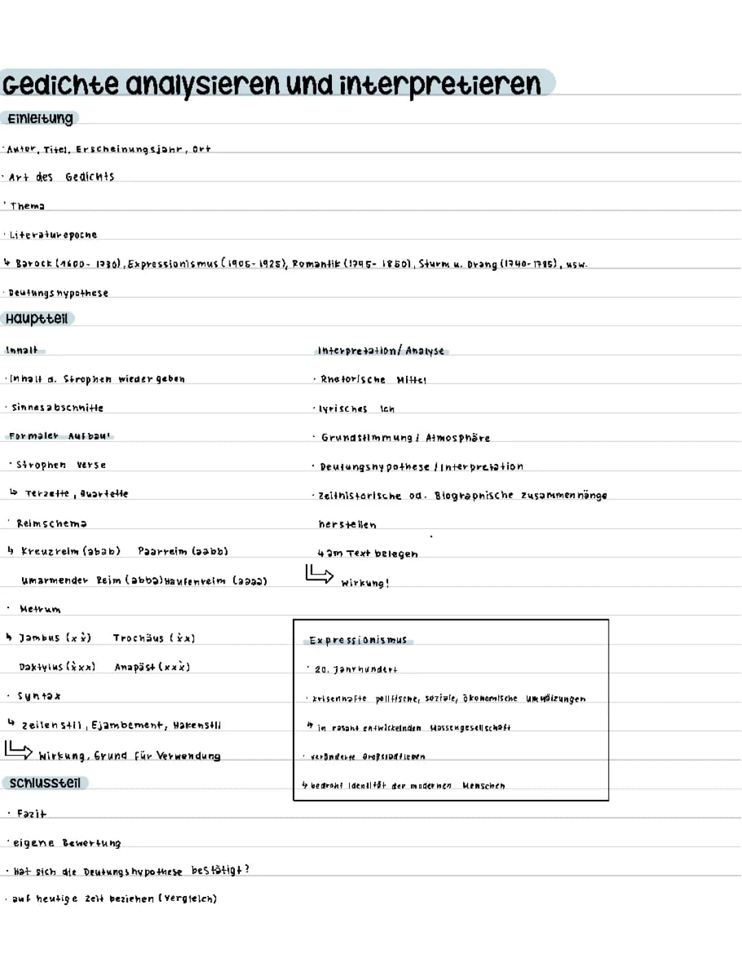 Gedichte interpretieren/ Gedichtsinterpretation 