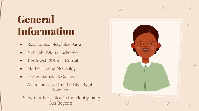 Rosa Parks
Biography
A Presentation by Hira
어
-0 Whoa!
"You must never be
fearful about what you
are doing when it is right"
-Rosa Parks 01
