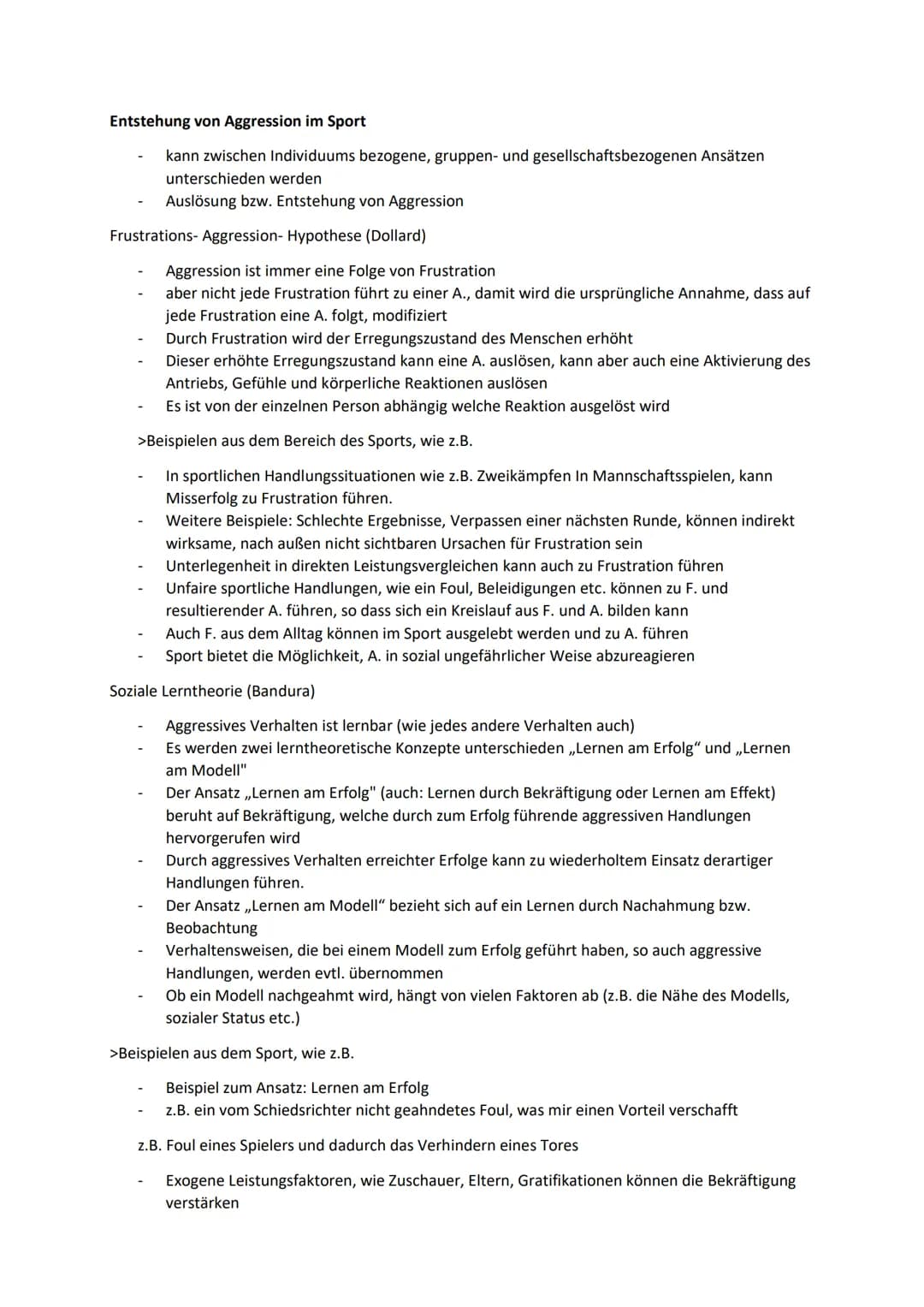 Wann ist Sport Aggressiv und unfair? Lektion 19
Aggression und Aggressivität
Aggressionen sind Verhaltensweisen, die auf die soziale Umwelt 