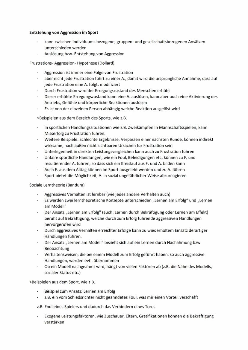 Wann ist Sport Aggressiv und unfair? Lektion 19
Aggression und Aggressivität
Aggressionen sind Verhaltensweisen, die auf die soziale Umwelt 