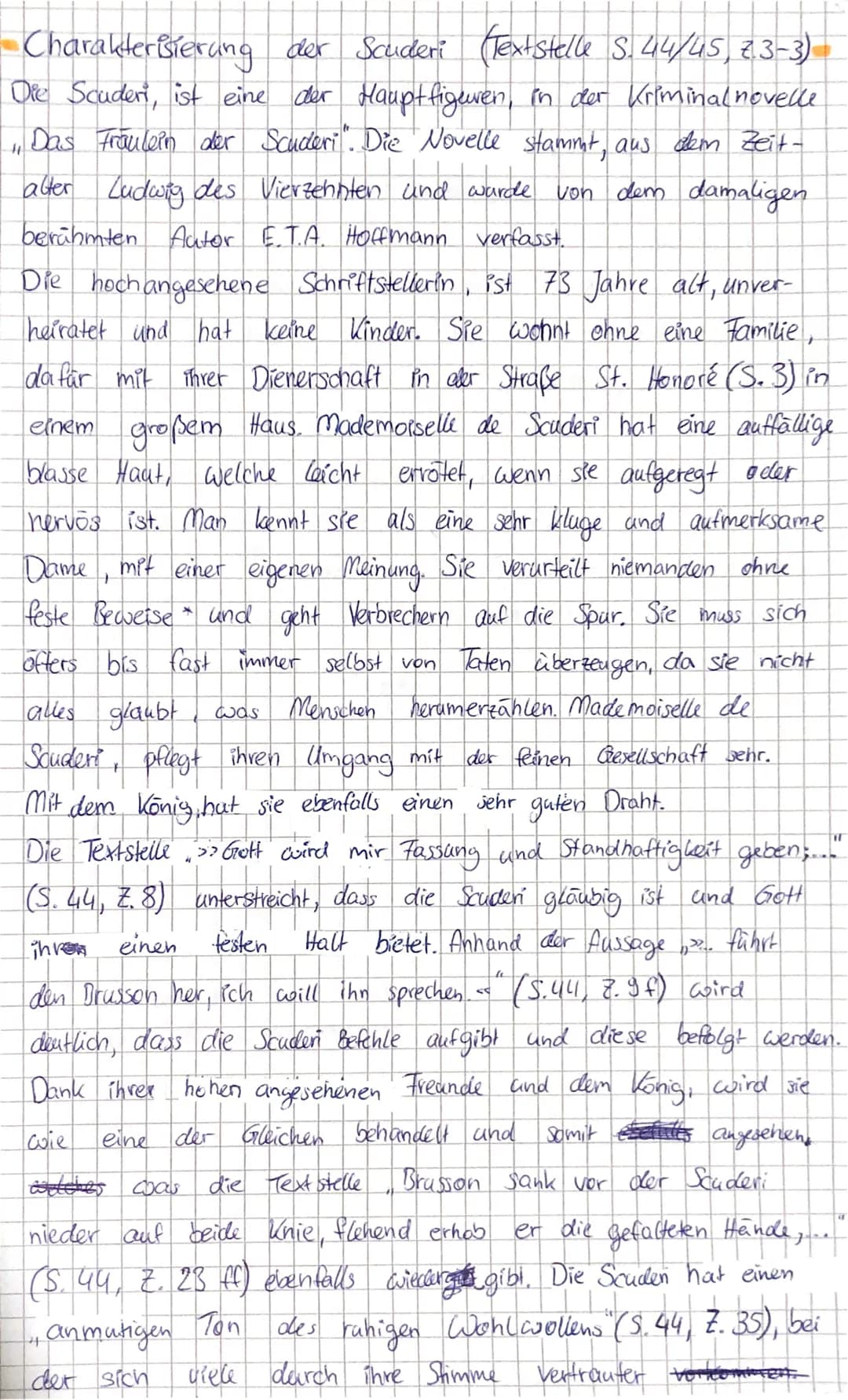 -Charakterisierung der Scuderi (Textstelle S. 44/45, 2.3-3)
Die Scuder, ist eine der Hauptfiguren, in der Kriminal novelle
Das Fraulein der 