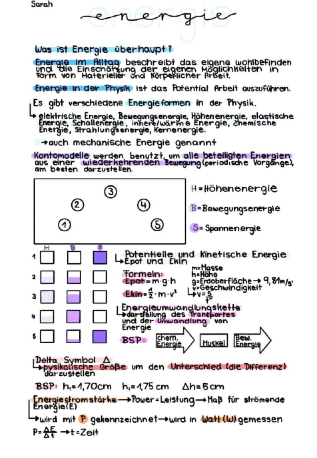 Energie Physik: Formen, Formeln und Beispiele