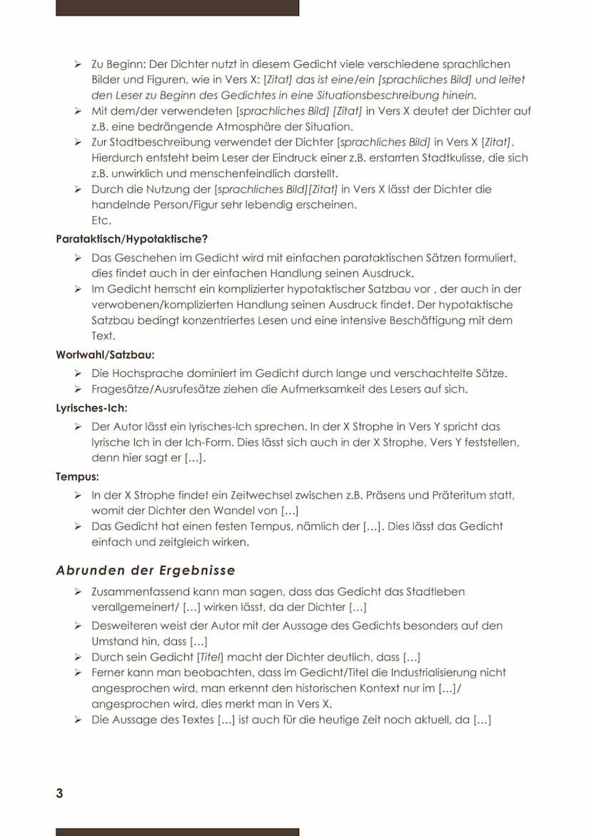 GEDICHTSANALYSE
01. März 2022 - Deutscharbeit
Die Einleitung
In dem Gedicht [..."], das von [...] im Jahre [...] in [...] veröffentlicht wor