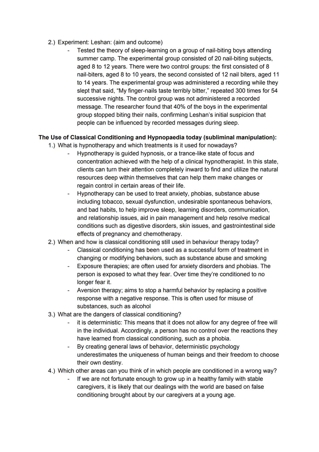 Q1 Englisch-LK Aufgaben bis zum 1.5
Worksheet: Classical Conditioning and Hypnopaedia
Classical Conditioning:
1.) What is classical conditio