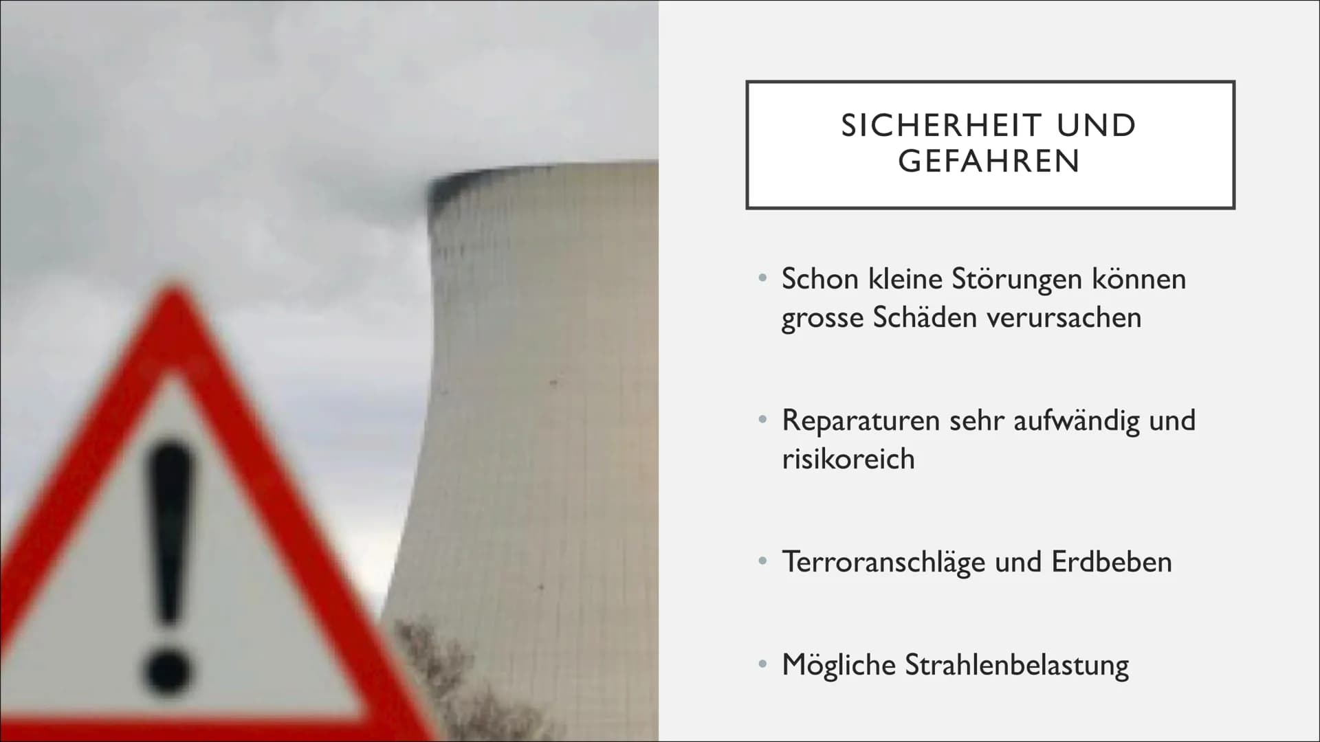 KERNKRAFTWERKE
eine Präsentation von Linus und Jana im Fach Physik INHALTSVERZEICHNIS
1. Was sind Kernkraftwerke
2. Aufbau und Ablauf
3. Sic