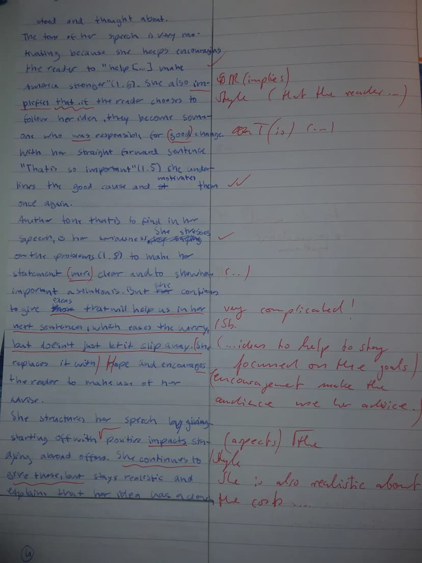 Englisch EF G4
SJ
1. Outline the reasons Michelle Obama gives for and against studying abroad.
(Comprehension) (8 Punkte)
2. Analyse how Mic