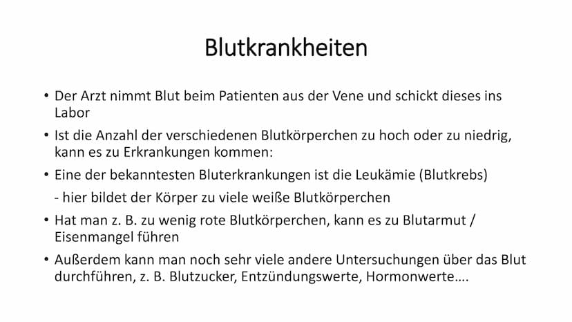 Das Blut
90 -
-
Gliederung
Woher kommt das Blut?
Aufgaben des Blutes
Zusammensetzung des Blutes
Bluttransfusion
- Blutgruppen
- Blutkrankhei