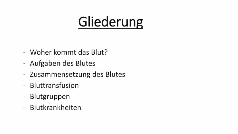 Das Blut
90 -
-
Gliederung
Woher kommt das Blut?
Aufgaben des Blutes
Zusammensetzung des Blutes
Bluttransfusion
- Blutgruppen
- Blutkrankhei
