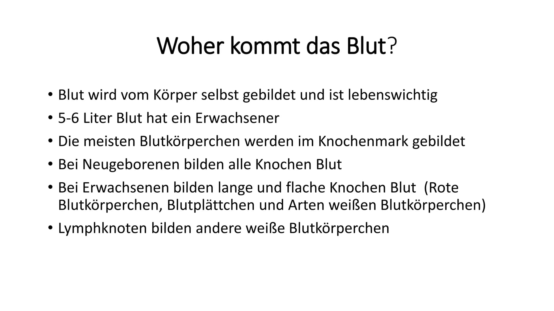 Das Blut
90 -
-
Gliederung
Woher kommt das Blut?
Aufgaben des Blutes
Zusammensetzung des Blutes
Bluttransfusion
- Blutgruppen
- Blutkrankhei