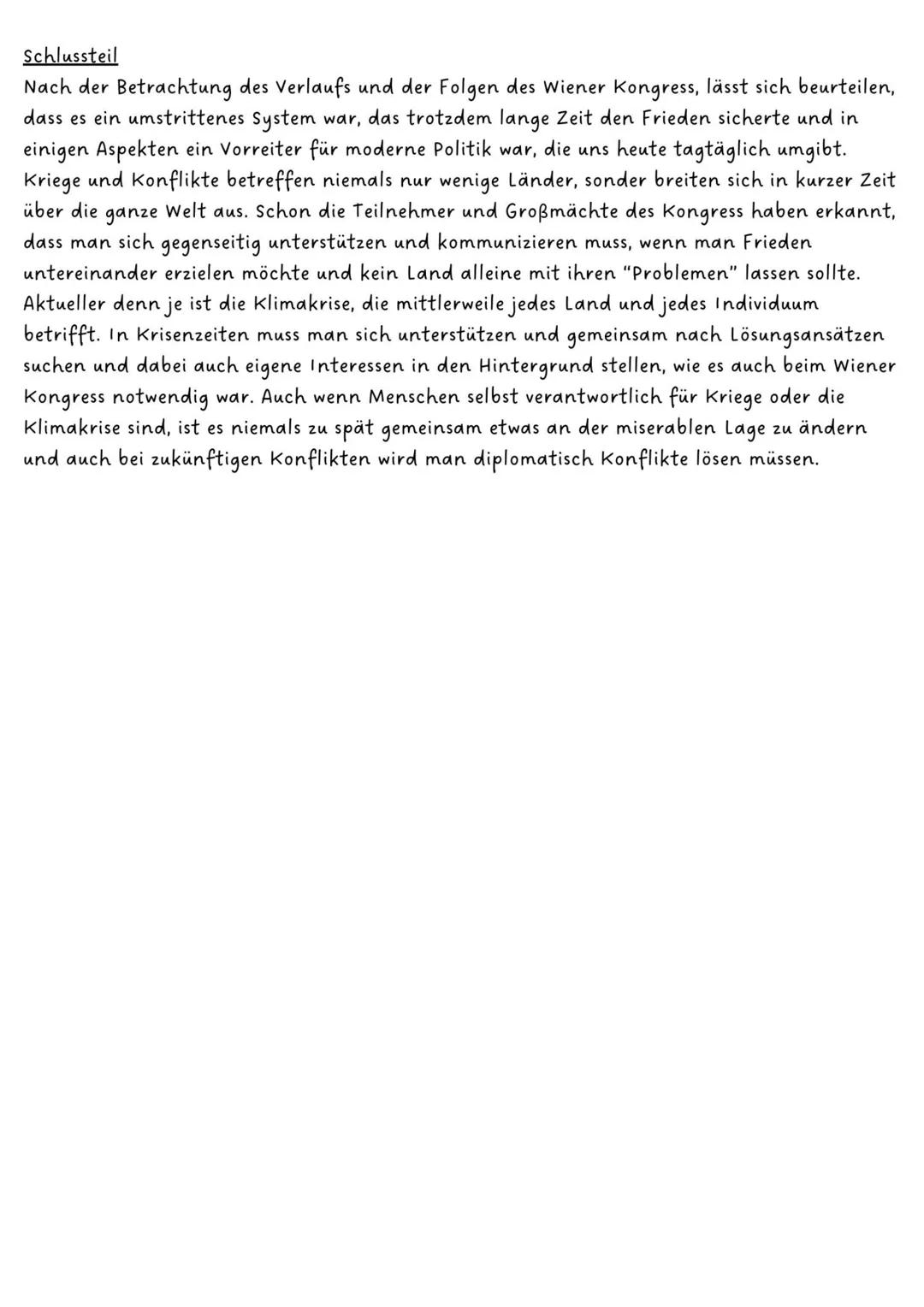 Klausur Jeschichte 11/1
Einleitung Thematik Wiener Kongress
Der Wiener Kongress und dessen Friedensordnung (September 1814-Juni 1815) gilt a