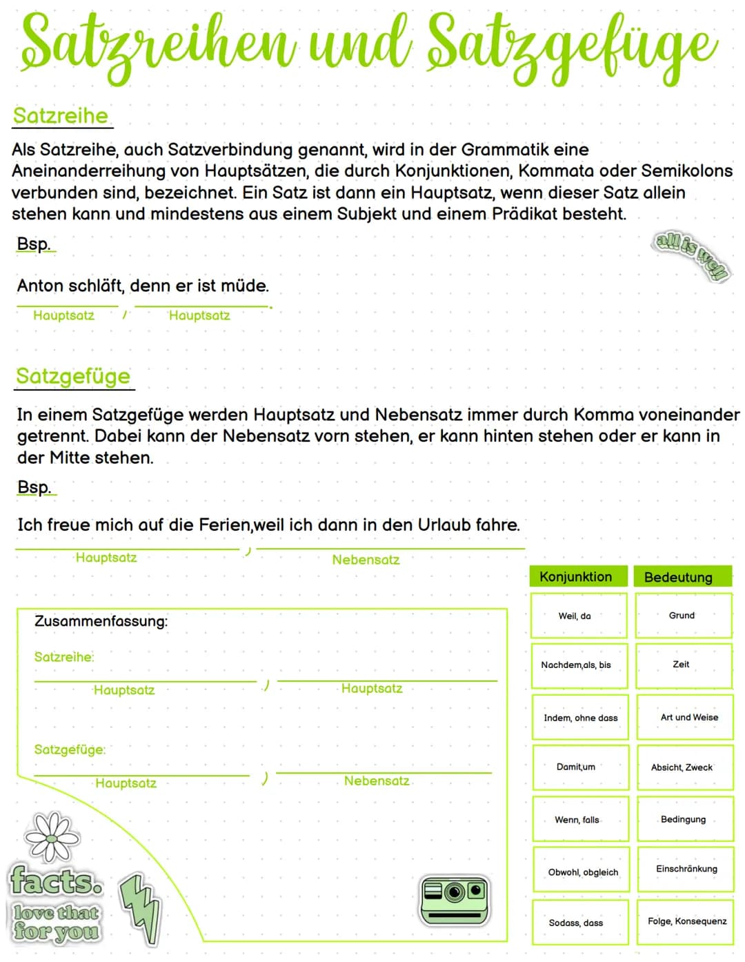 Satzreihen und Satzgefüge
Satzreihe
Als Satzreihe, auch Satzverbindung genannt, wird in der Grammatik eine
Aneinanderreihung von Hauptsätzen