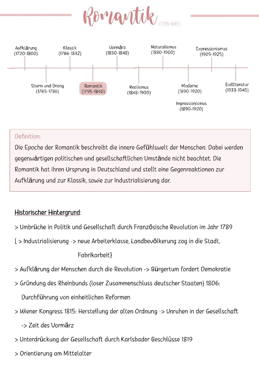 Abiturvorbereitung Epoche der Romantik + Bezug zu „Der Sandmann“ von E.T.A. Hoffmann