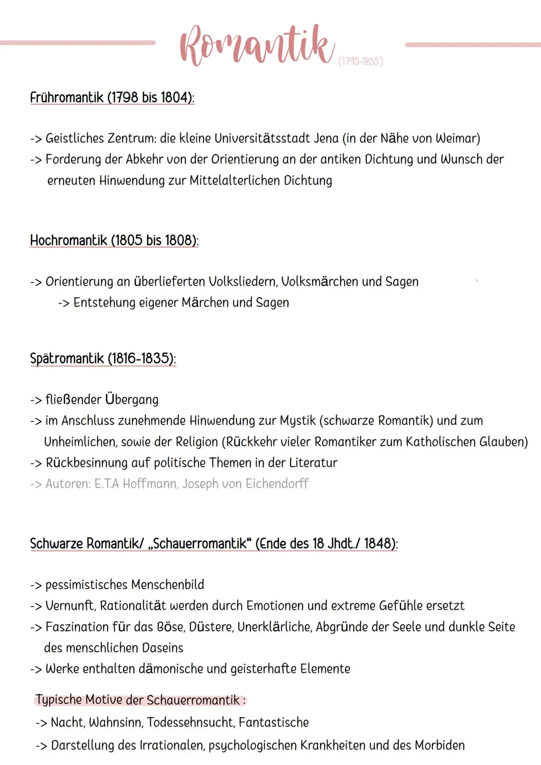 Aufklärung
(1720-1800)
Klassik
(1786-1832)
Sturm und Drang
(1765-1786)
Romantik
Vormärz
(1830-1848)
Romantik
(1795-1840)
(1795-1840)
Natural