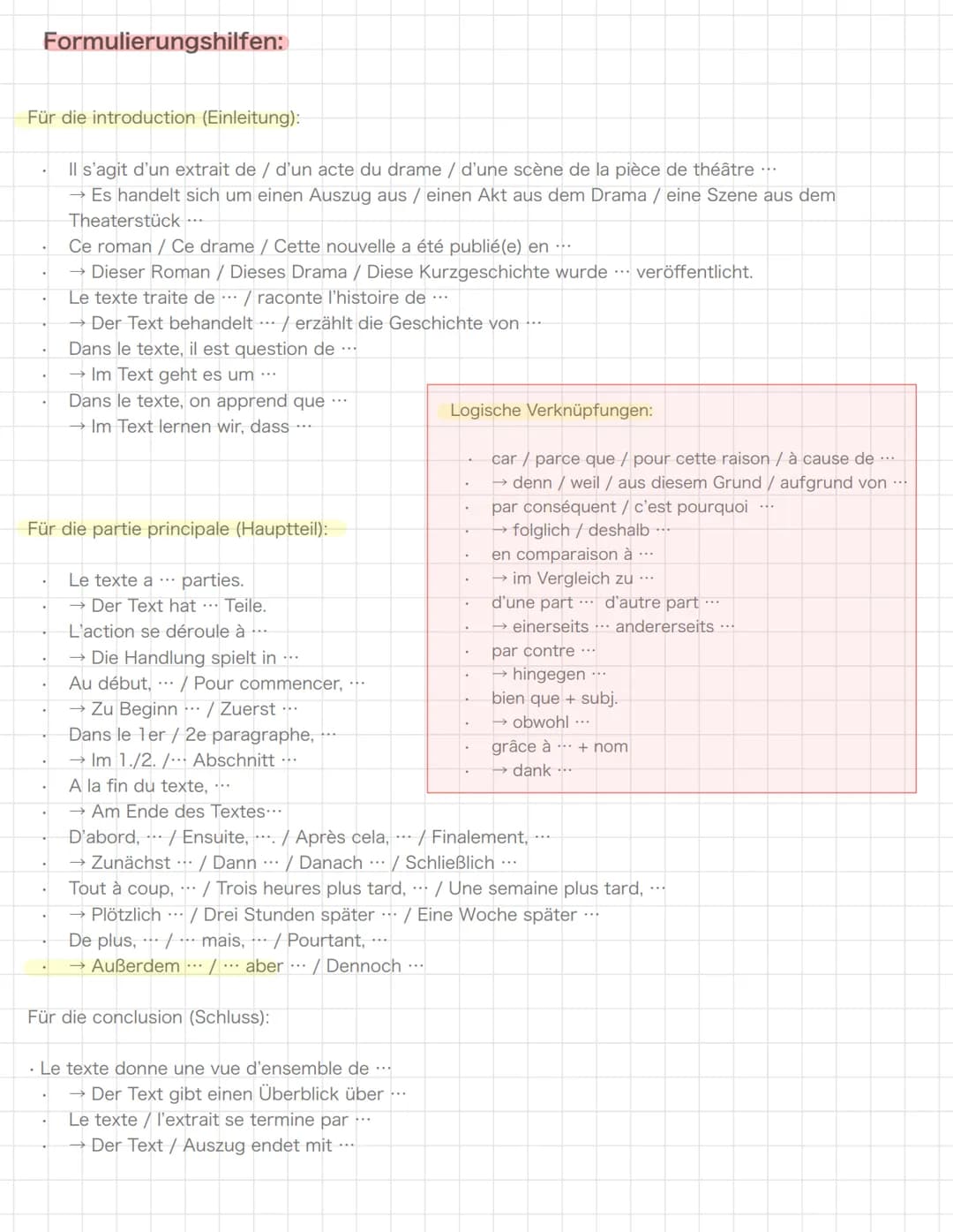 Résumé
→Inhaltsangabe
Bestandteile:
die beschriebene Handlung
die wichtigsten Ereignisse
die erwähnten Hauptfiguren
Regeln fürs Formulieren: