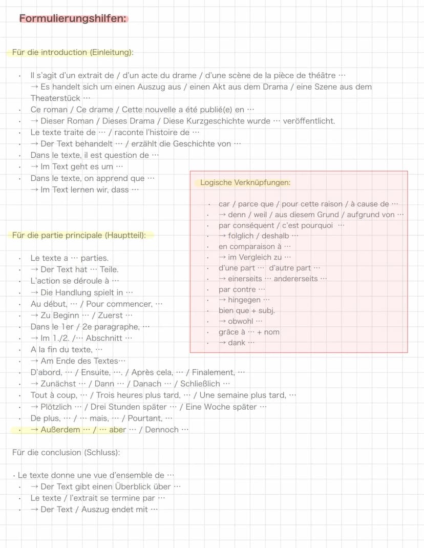 Résumé
→Inhaltsangabe
Bestandteile:
die beschriebene Handlung
die wichtigsten Ereignisse
die erwähnten Hauptfiguren
Regeln fürs Formulieren:
