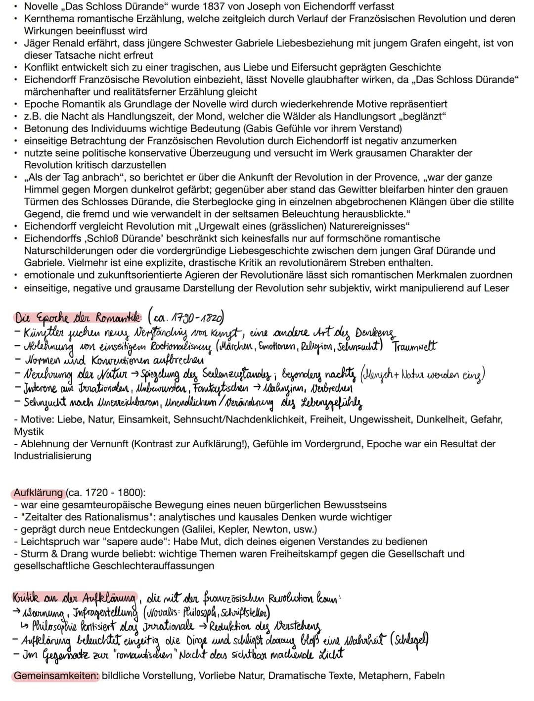 Inhalt: Die Novelle „Das Schloss Dürande" des bedeutenden deutschen Schriftstellers Joseph von
Eichendorff erschien erstmals im Jahr 1836. D