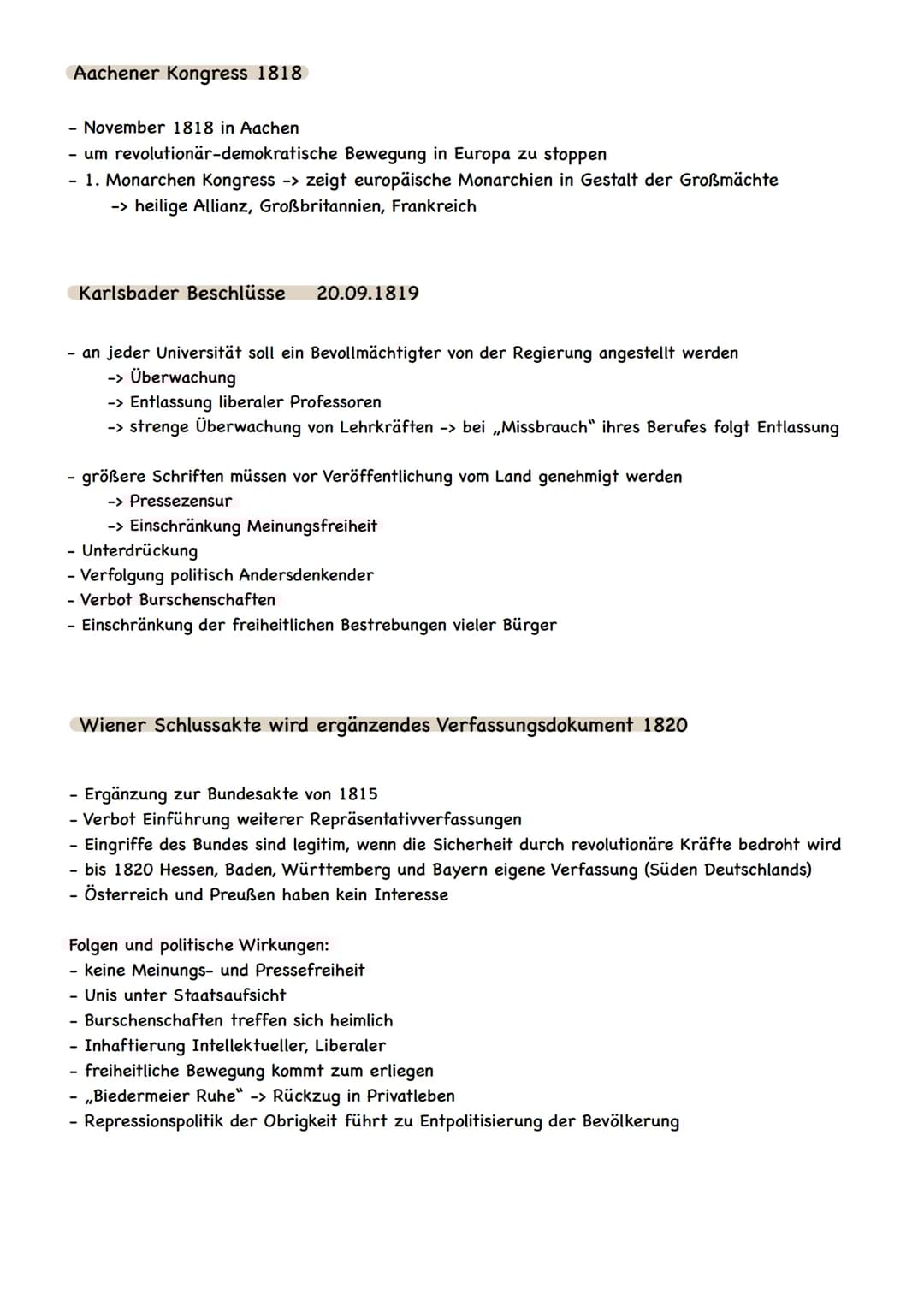 Nationalismus und Liberalismus im Vormärz
Auseinandersetzungen zwischen liberalen und konservativen Kräften
Ziele der liberalen/nationalen B