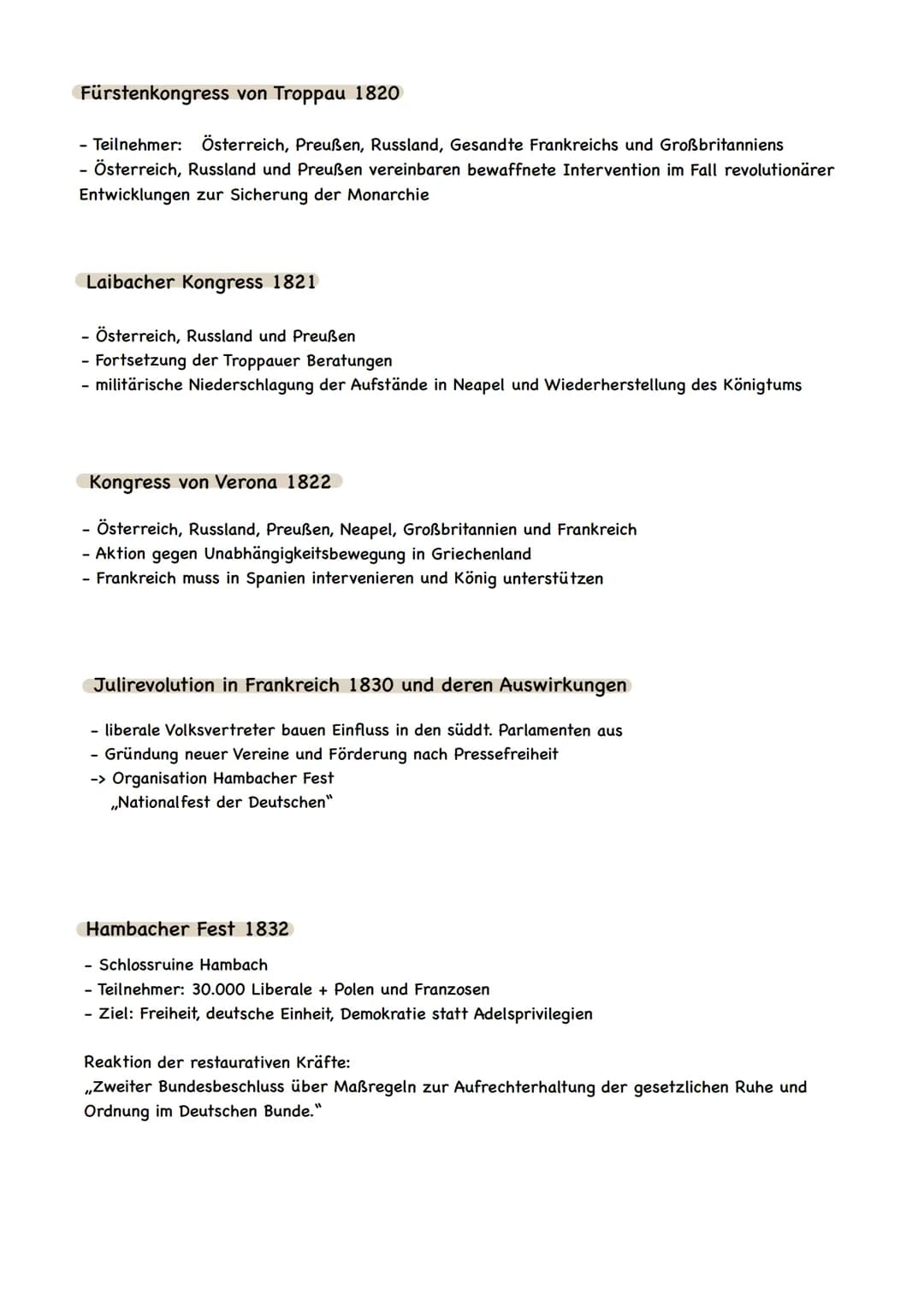 Nationalismus und Liberalismus im Vormärz
Auseinandersetzungen zwischen liberalen und konservativen Kräften
Ziele der liberalen/nationalen B