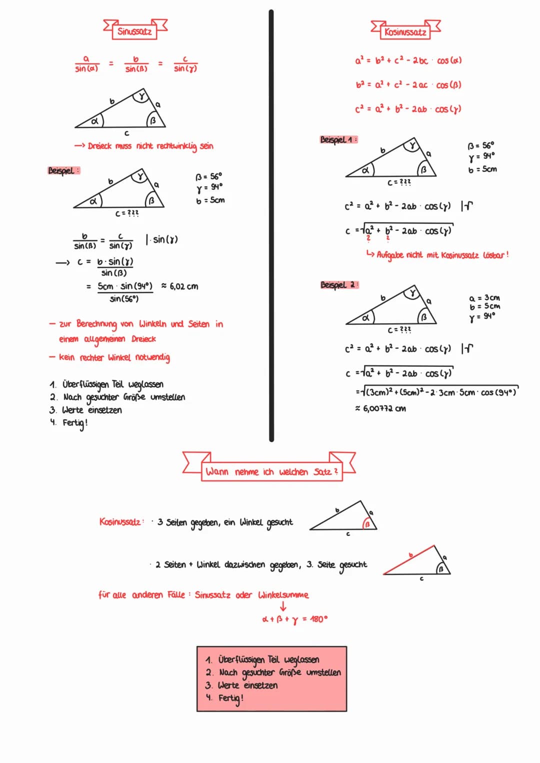 a
sin (a)
Beispiel:
d
b
Sin (B)
с
-> Dreieck muss nicht rechtwinklig sein
=
=
-> c=
Sinussatz
b
b
Sin (B)
C = ???
с
sin (7)
B
|.sin(x)
sin (