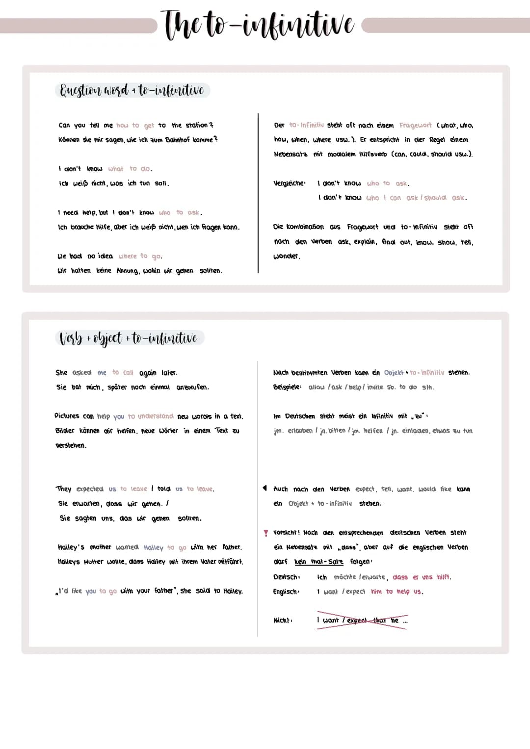 The to-infinitive - Der Infinitiv mit to
