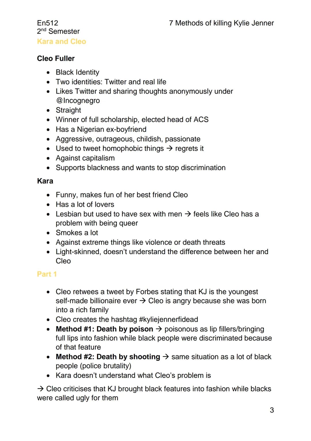 --- OCR Start ---
En512
2nd Semester
7 Methods of killing Kylie Jenner
7 Methods of killing Kylie Jenner
General Information
• Author: Jasmi