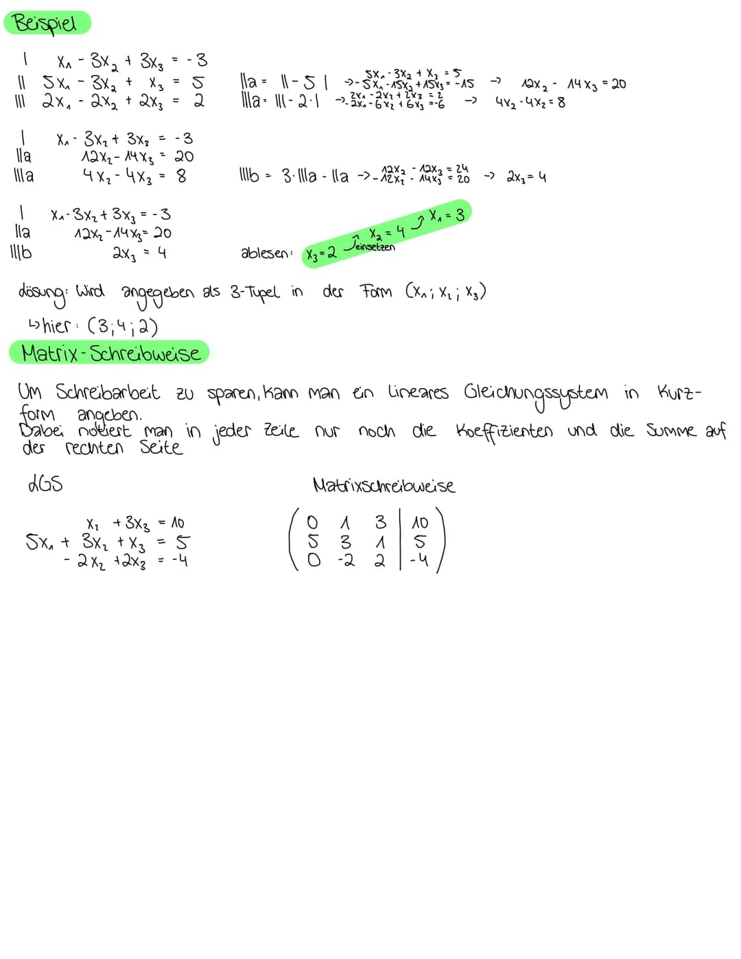 Das Gauß.
Verfahren
LGS: Bestimmen von Variablen in einem Gleichungssystem
→→GS in Stufenform: Variablen lassen sich leicht bestimmen
Stufen