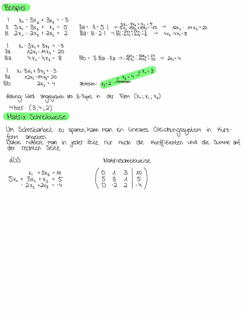 Das Gauß.
Verfahren
LGS: Bestimmen von Variablen in einem Gleichungssystem
→→GS in Stufenform: Variablen lassen sich leicht bestimmen
Stufen