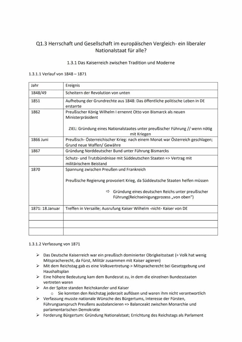 Geschichte ABI - 02.05.2023
Lernzettel Q1-Q3 von Alexa Chen Themenübersicht
Q1.1 Die deutsche Revolution von 1848/49 Markstein auf dem Weg z